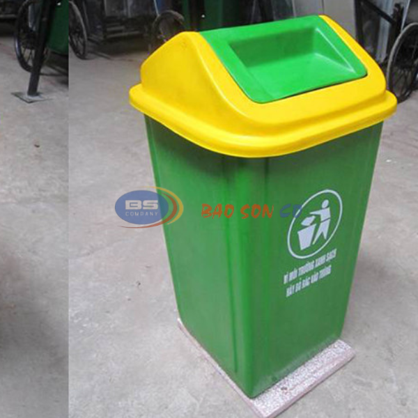 Thùng rác nhựa 90 lít xanh lá nắp lật Thùng rác nhựa 90 lít xanh lá nắp lật
