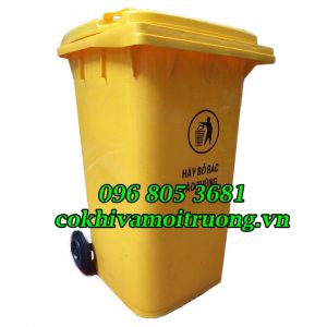 thùng rác nhựa 240l màu vàng