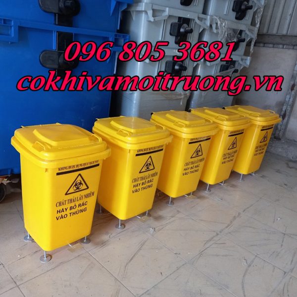 Thùng rác y tế HDPE 60L màu vàng