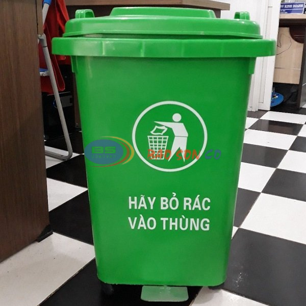Thùng rác nhựa 60 lít đạp chân sắt Thùng rác nhựa 60 lít đạp chân sắt