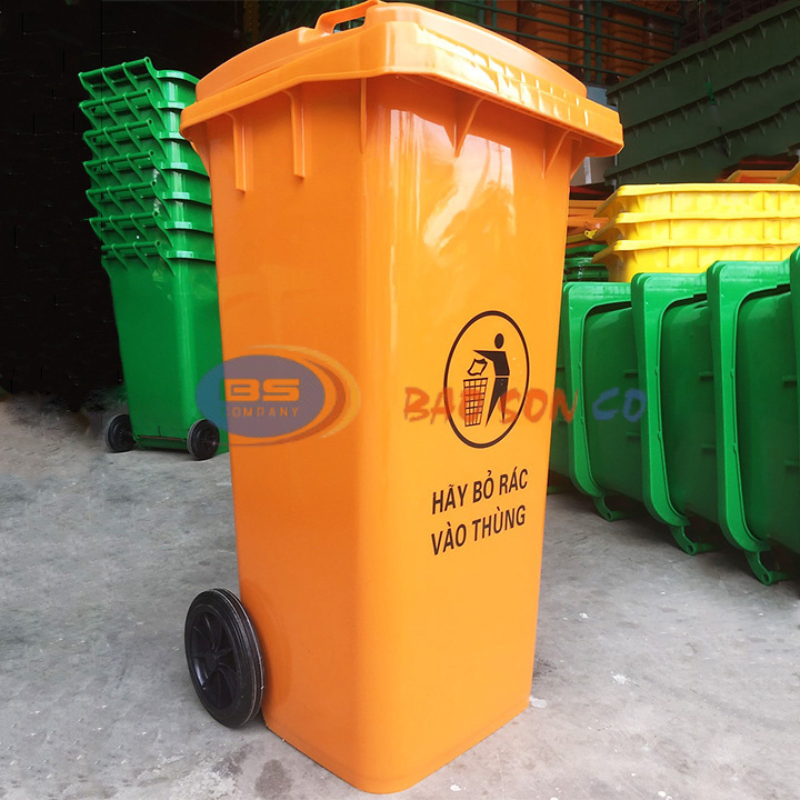 THÙNG RÁC 120L TIÊU CHUẨN MÀU CAM THÙNG RÁC 120L TIÊU CHUẨN MÀU CAM