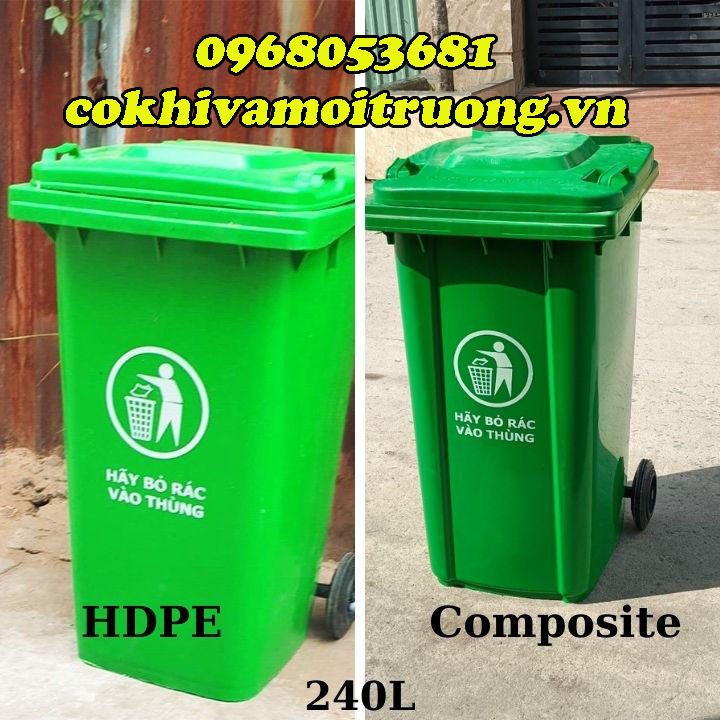 Thùng rác nhựa 240L nhựa HDPE _Composite