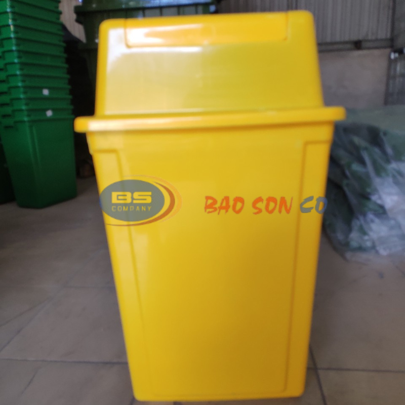 Thùng rác vàng y tế nắp lật 60 lít Thùng rác vàng y tế nắp lật 60 lít
