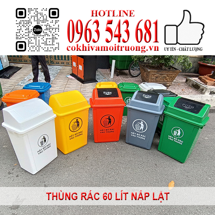 Thùng rác 60 lít nắp lật