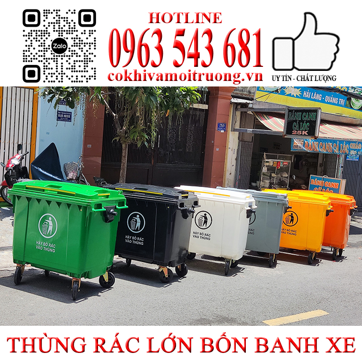 Thùng rác lớn bốn bánh xe