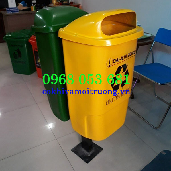 thùng rác cọc treo đôi 55l  