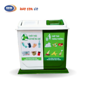 Thùng rác phân loại 2 ngăn màu xanh trăng