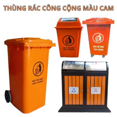 Thùng rác công cộng màu cam