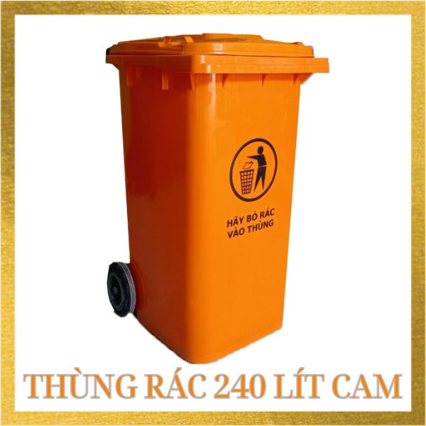 Thùng rác 240 lít cam