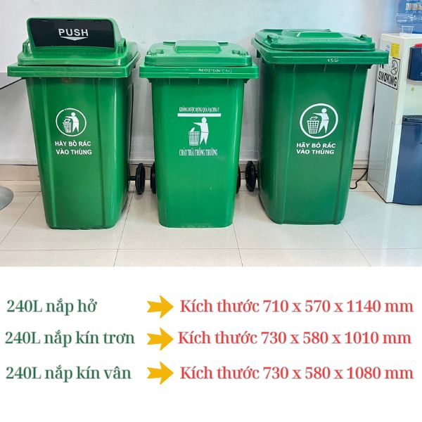 Kích thước thùng rác nhựa 240l