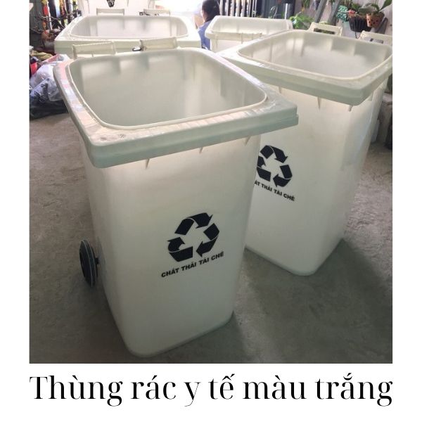 Thùng rác y tế màu trắng