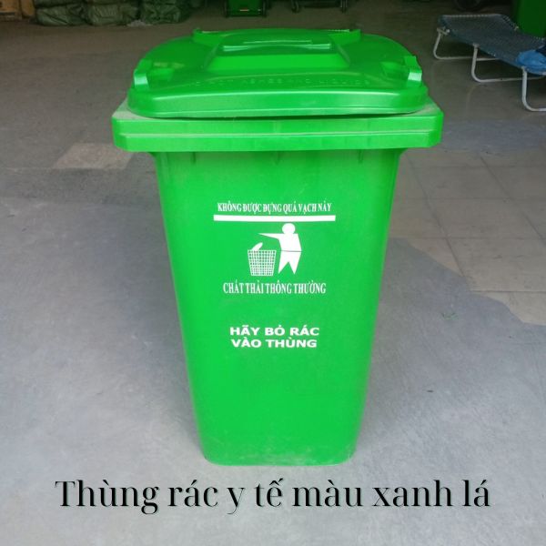 Thùng rác y tế màu xanh lá