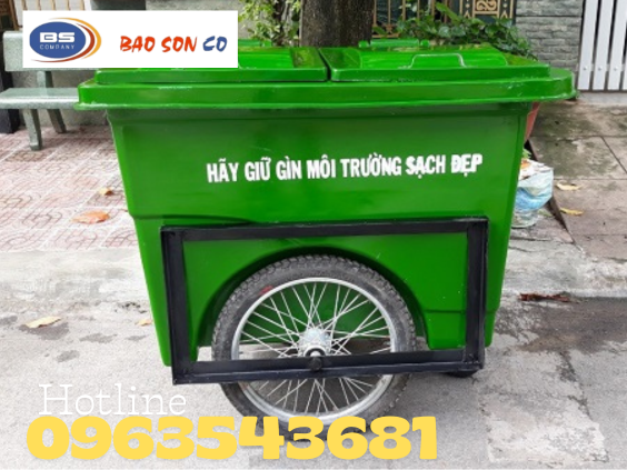 Xe gom rác composite bánh hơi