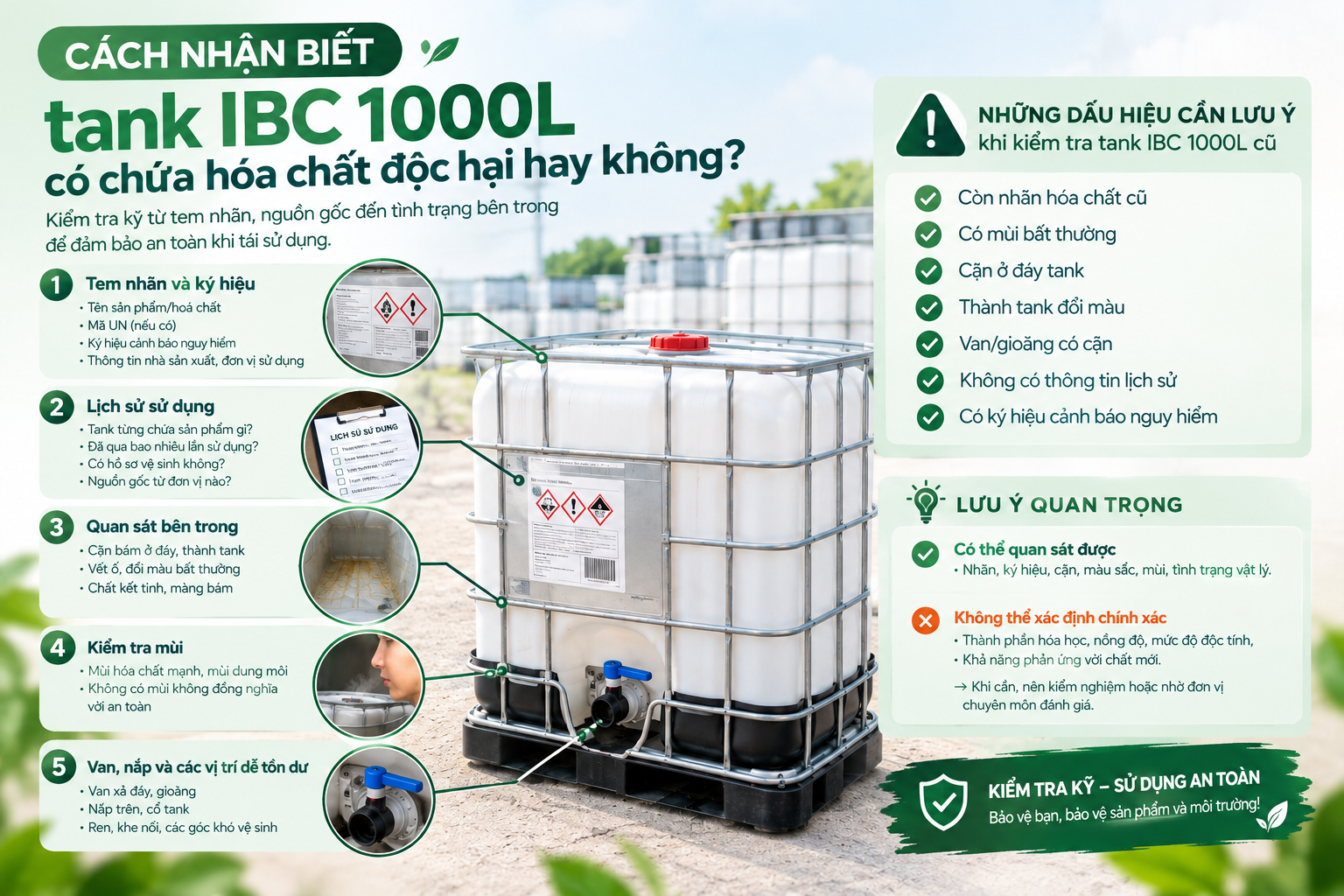 Hướng dẫn kiểm tra tank IBC 1000L an toàn - BẢO SƠN