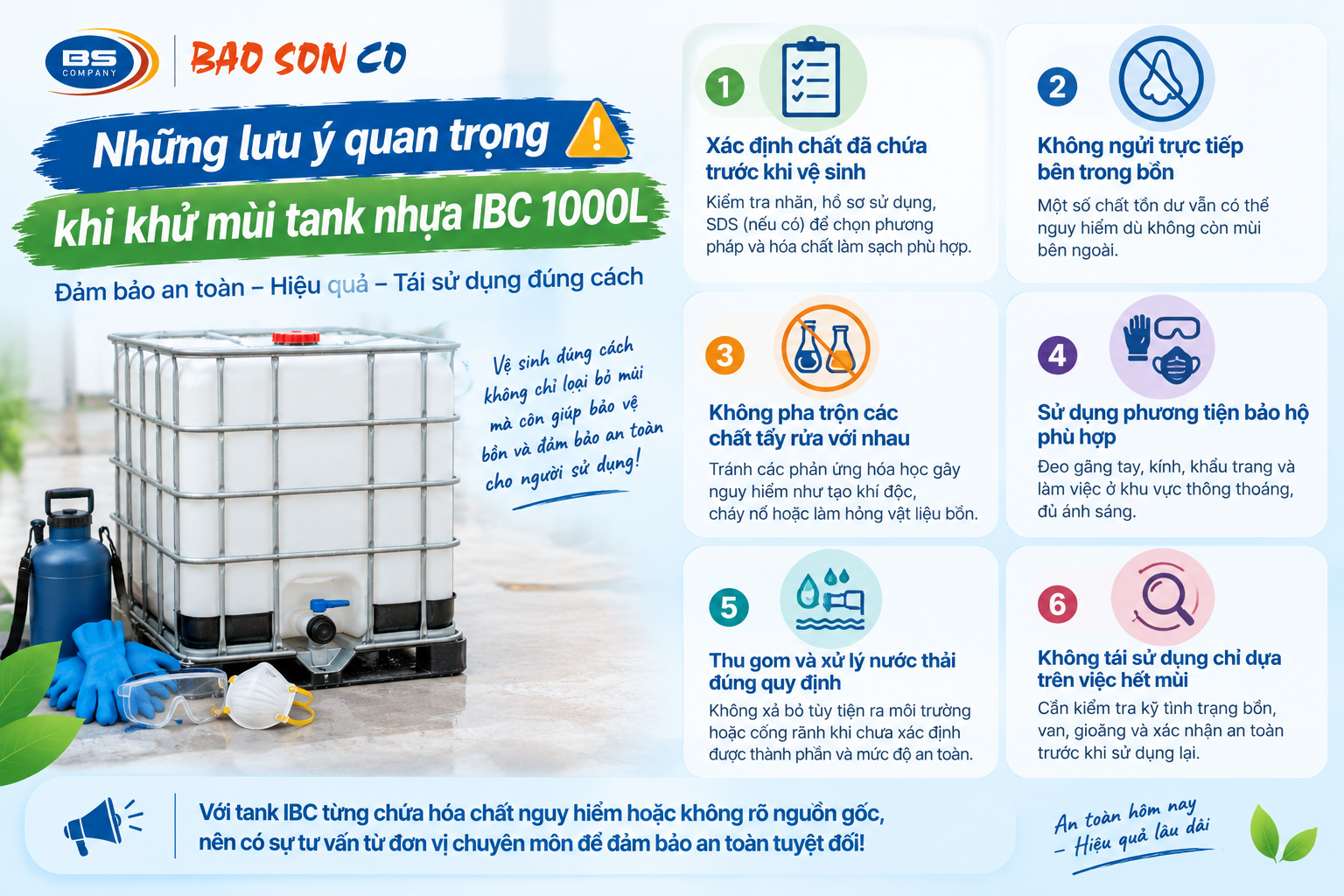 Lưu ý an toàn khi khử mùi tank IBC